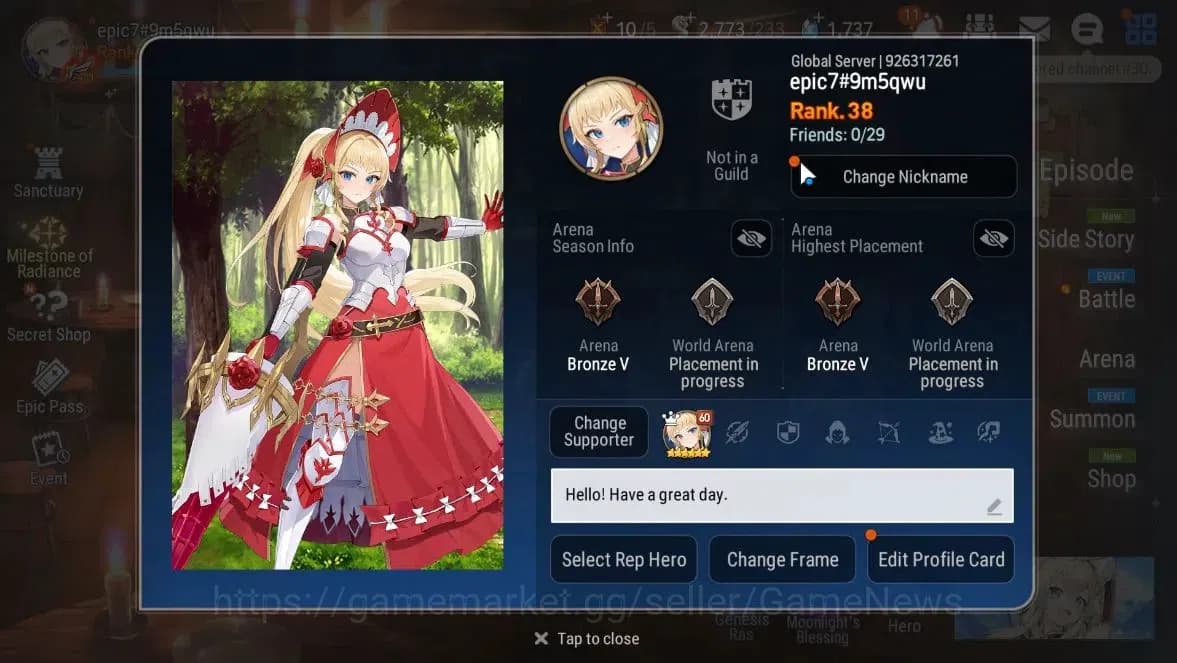 Epic Seven Accounts GLOBAL Unverif|New Era|7 ML(Salome,DB Senya, LR Kr image 2