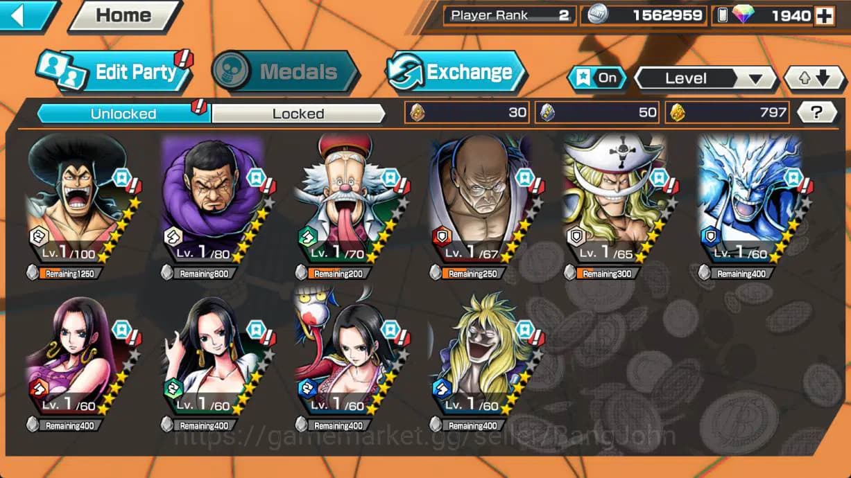 One Piece Bounty Rush Accounts GLOBAL | EX2 | MAX 1 | oden, Fujitora ISSHO, VEGAP image 2