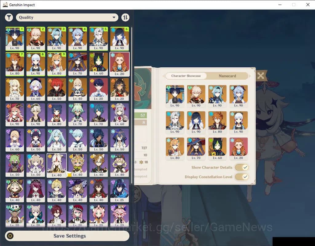 Genshin Impact Accounts ASIA |AR 57|9 Limit+5(*5Wep)|Neuvilette+Sign,EulaC image 1