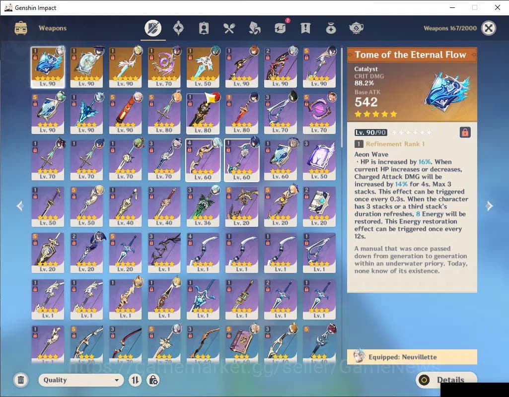 Genshin Impact Accounts ASIA |AR 57|9 Limit+5(*5Wep)|Neuvilette+Sign,EulaC image 5