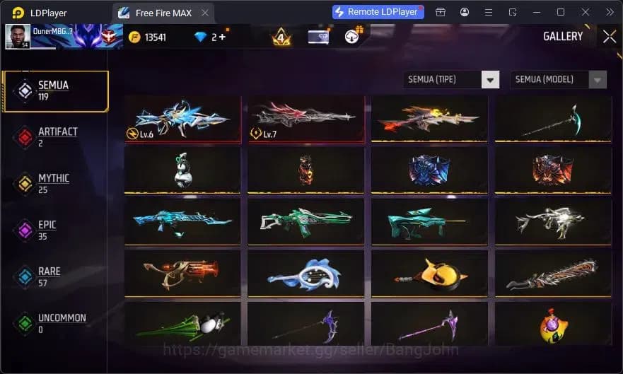 Free Fire Accounts Indonesia | Vault 90 | EVO XM8-Destiny Guardian| E image 3