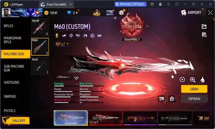 Free Fire Accounts Indonesia | Vault 90 | EVO XM8-Destiny Guardian| E image 4