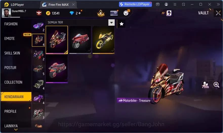 Free Fire Accounts Indonesia | Vault 90 | EVO XM8-Destiny Guardian| E image 7