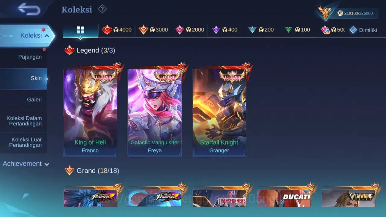 Mobile Legends: Bang Bang Accounts GLOBAL Hero 131 Skin 542 | Legend Granger Freya Fr image 1