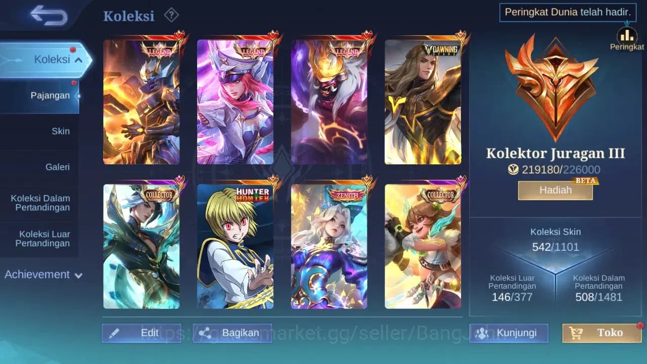 Mobile Legends: Bang Bang Accounts GLOBAL Hero 131 Skin 542 | Legend Granger Freya Fr image 10