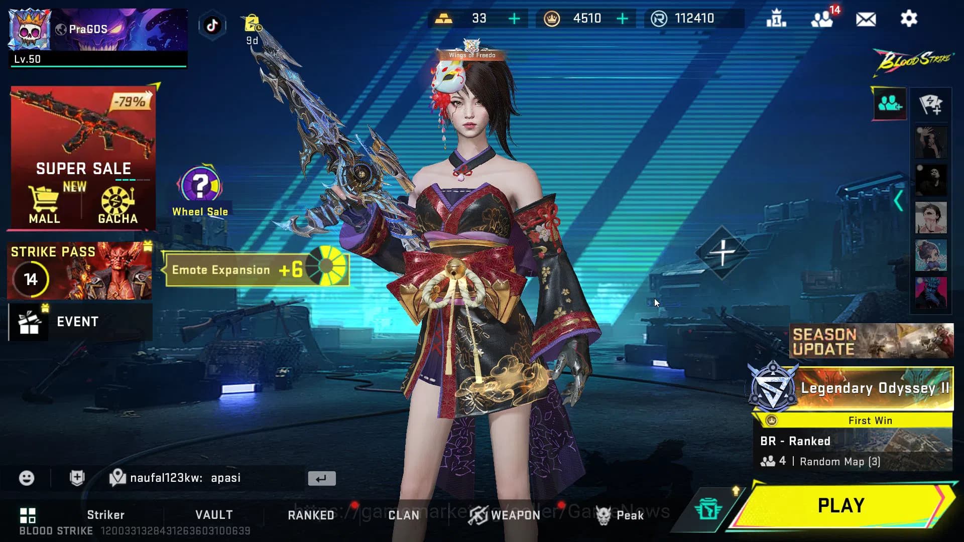 Blood Strike Accounts ASIA|4 ETERNAL(M700,Uzi,Ran,Byakuya)1MELE(kukri-Ne image 1