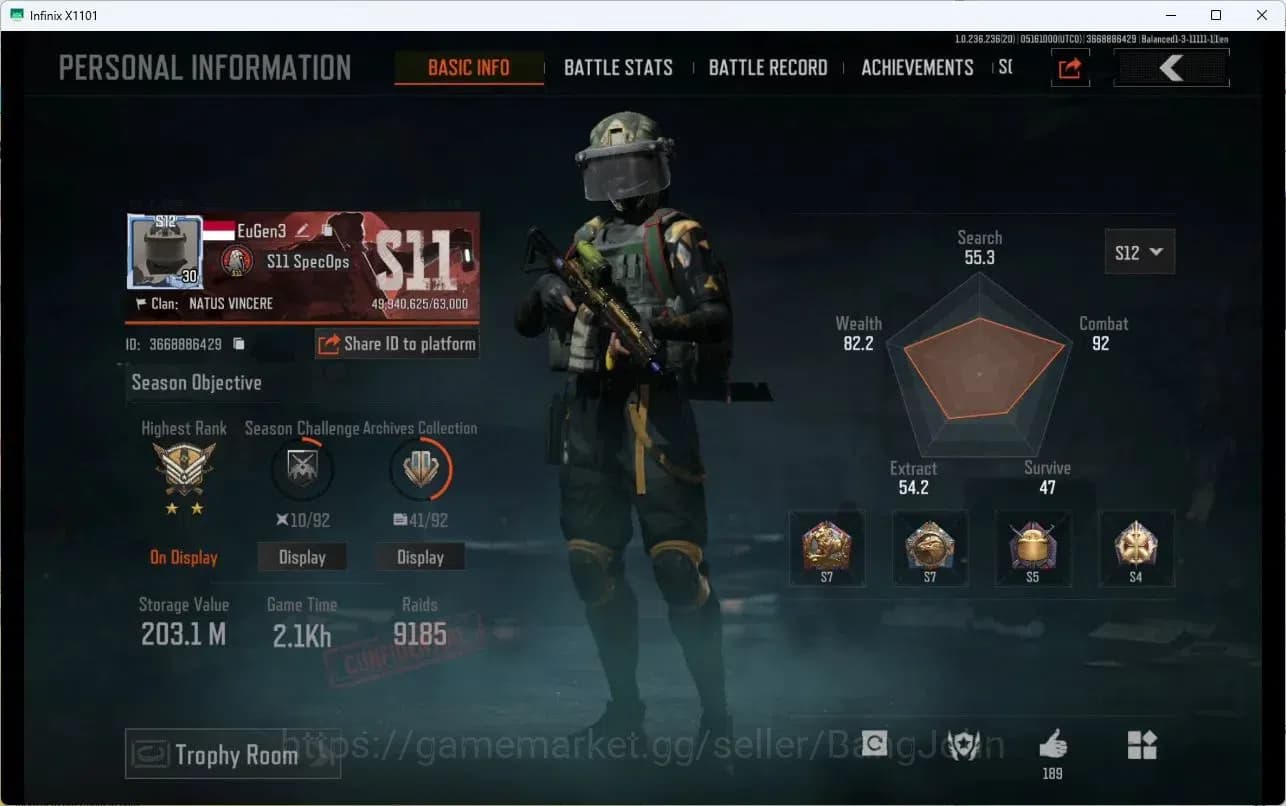 Arena Breakout Accounts Mobile | LVL30 | SV 203.1M | CV 112.5M | Decree LR image 1