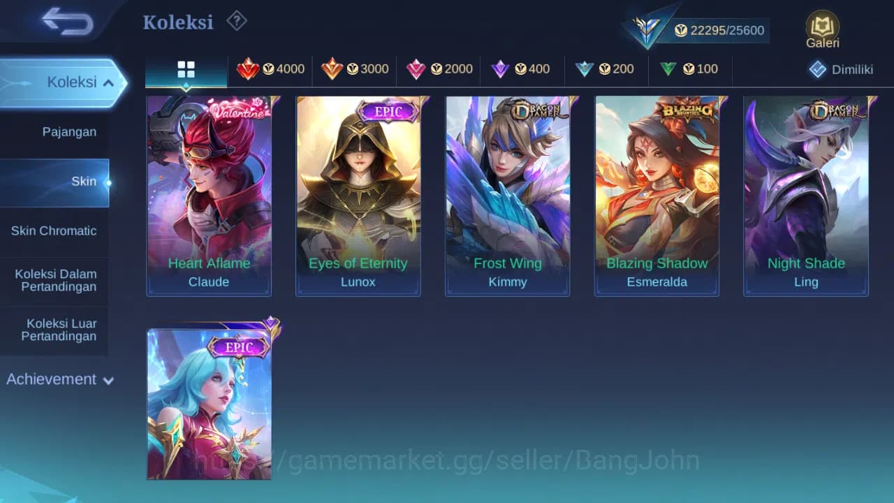 Mobile Legends: Bang Bang Accounts GLOBAL Hero 70 Skin 115 | CC Nata | Valentine Clau image 13
