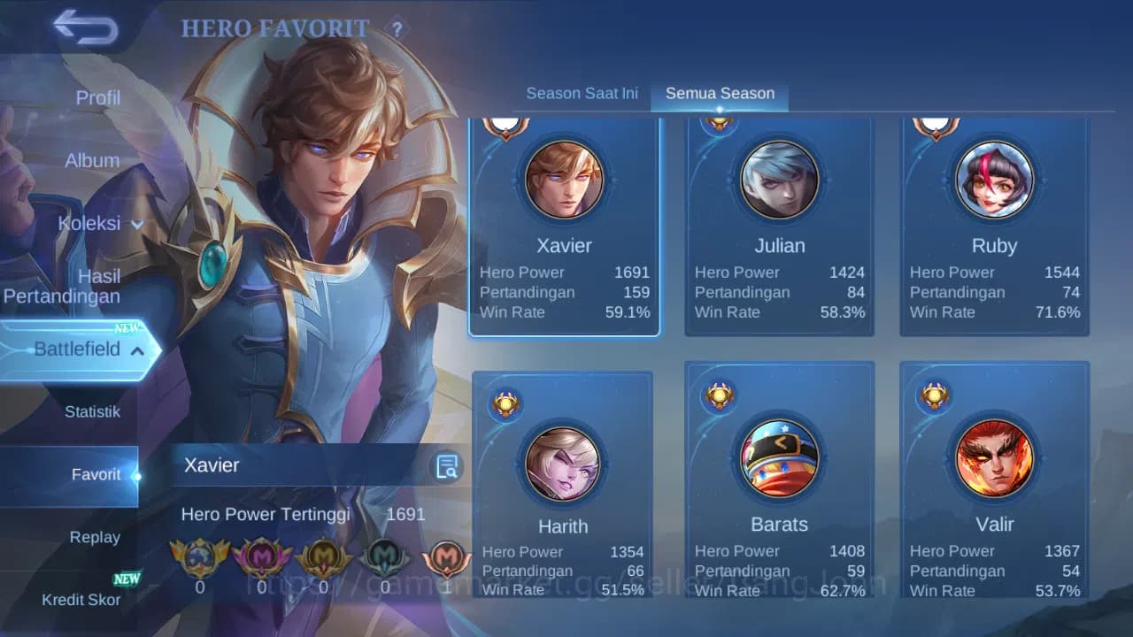 Mobile Legends: Bang Bang Accounts GLOBAL Hero 70 Skin 115 | CC Nata | Valentine Clau image 3