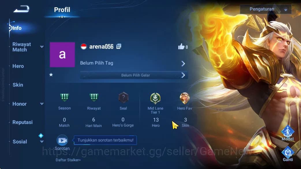 Honor of Kings Accounts Hero 13 Skin 3|Fresh Starter| (Consort Yu Legend) image 2