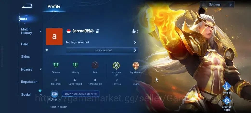 Honor of Kings Accounts Hero 7|Starter with Legend Skin Selection Chest(Di image 2
