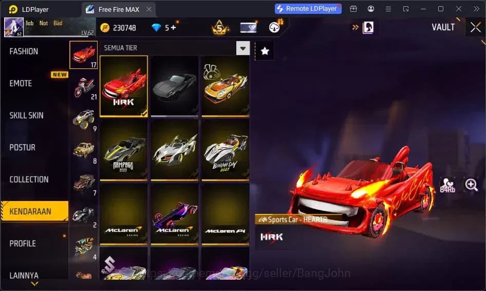 Free Fire Accounts Indonesia | Vault 375 | EVO-SCAR MEGALODON| SG Tro image 11