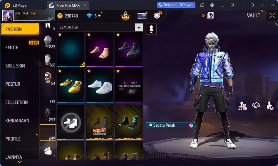 Free Fire Accounts Indonesia | Vault 375 | EVO-SCAR MEGALODON| SG Tro image 15