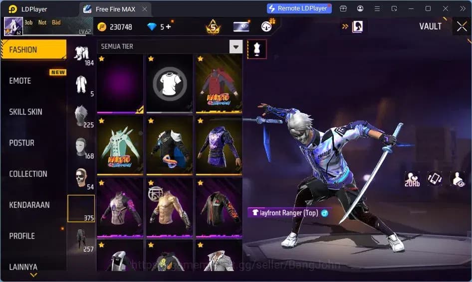 Free Fire Accounts Indonesia | Vault 375 | EVO-SCAR MEGALODON| SG Tro image 17