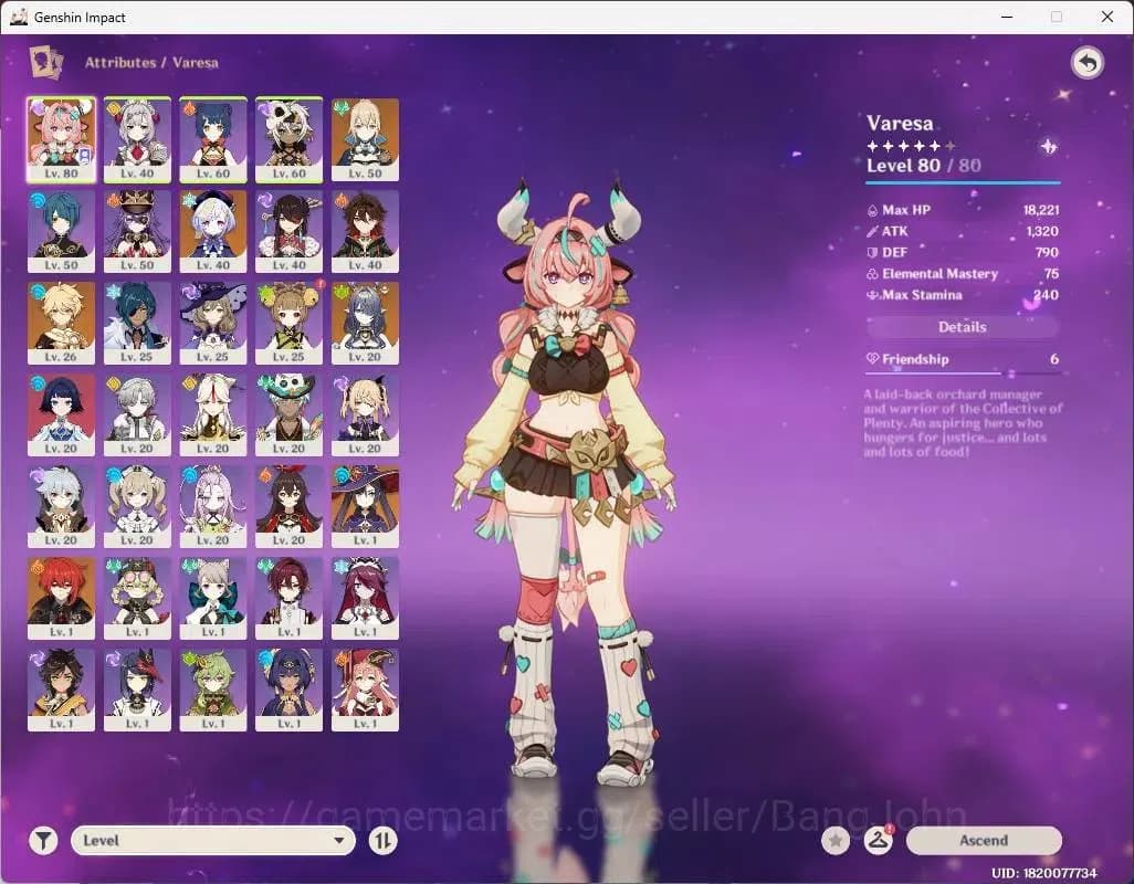 Genshin Impact Accounts Asia | AR 45|2 limit|Varesh, Lauma|4 Other *5(Jean image 3