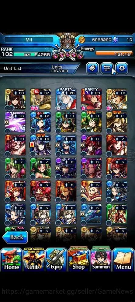 Grand Summoners Accounts Global|Rank 102|22 Ascend+10 TW|[Inumuta,Fen,Madok image 5