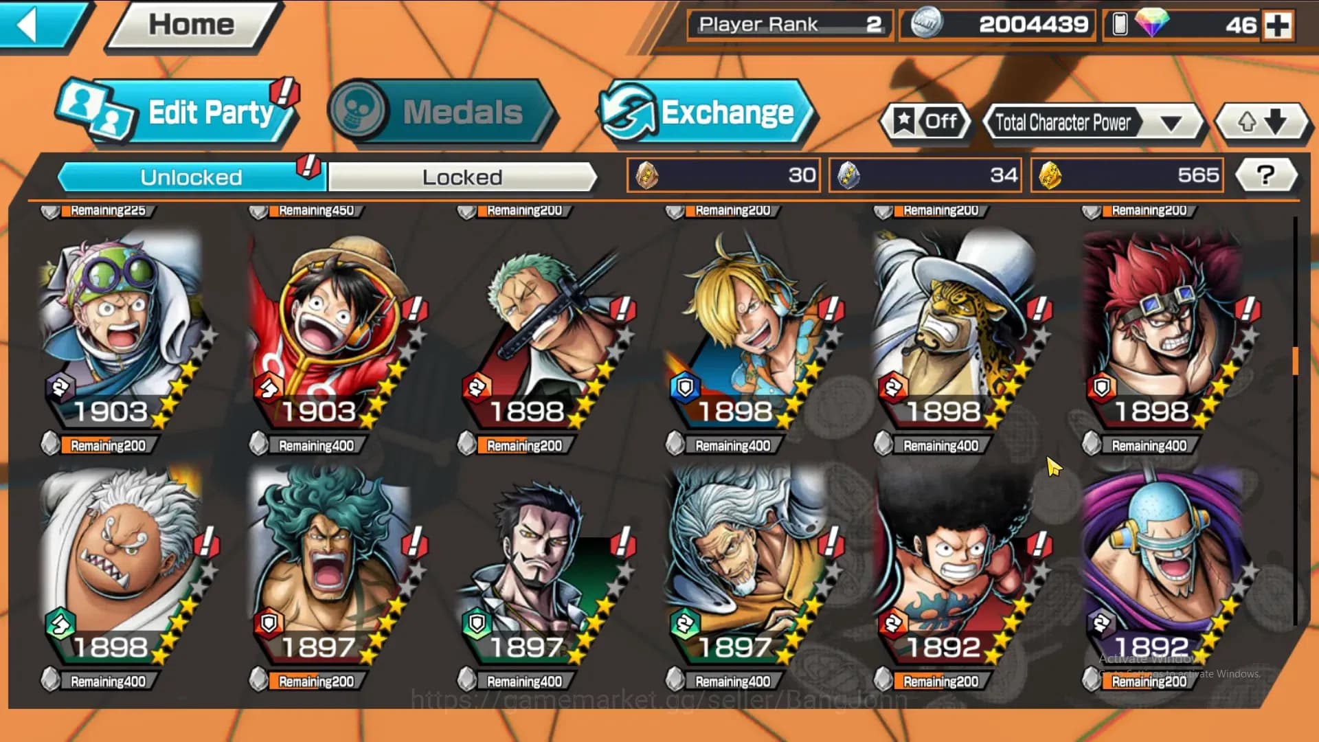 One Piece Bounty Rush Accounts GLOBAL|GF 565|4Ex|Monkey D Luffy,St Nusjuro,Law,Ka image 4