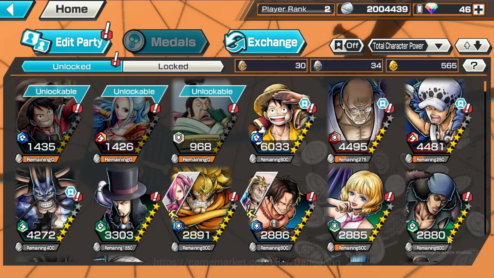 One Piece Bounty Rush Accounts GLOBAL|GF 565|4Ex|Monkey D Luffy,St Nusjuro,Law,Ka image 9