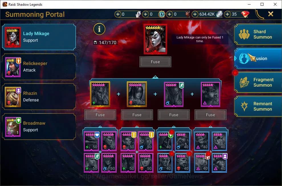 Raid: Shadow Legends Accounts Lv20 648K Power|1 Mythic(Gharol)|23 Legend(Ninja,A image 9