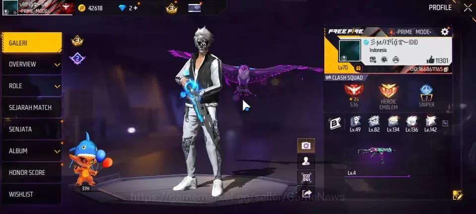 Free Fire Accounts Indonesia |M1887 Sterling Conqueror Lv 6|SCAR Mega image 2