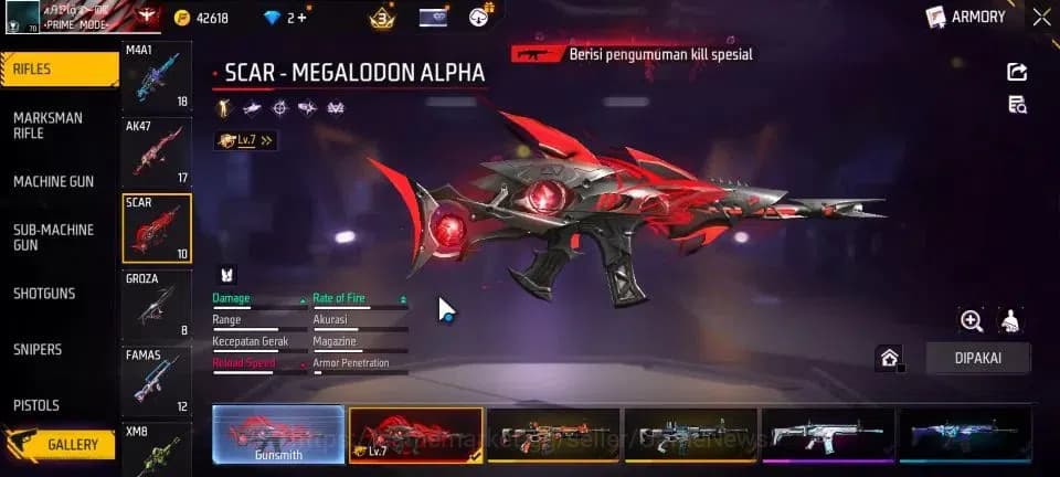 Free Fire Accounts Indonesia |M1887 Sterling Conqueror Lv 6|SCAR Mega image 6
