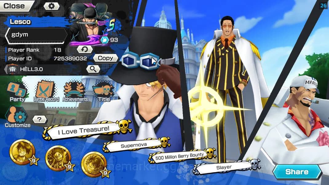 One Piece Bounty Rush Accounts Global|5 EX 1 MAX| Flame E Sabo,Blackbeard Kuzan,A image 2