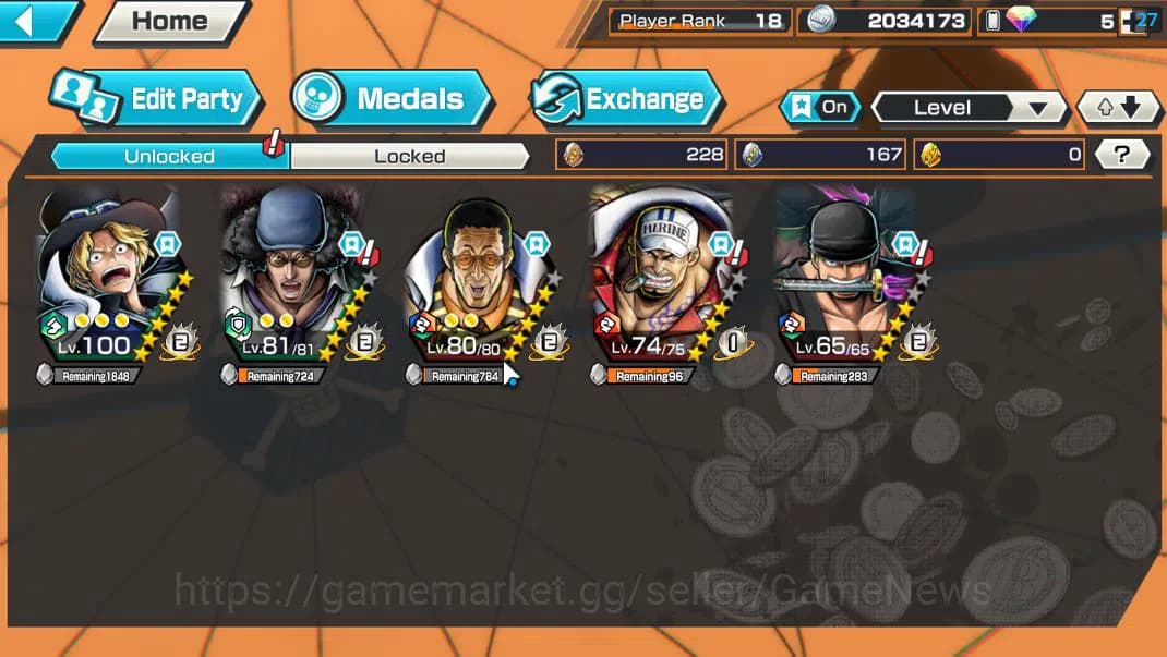 One Piece Bounty Rush Accounts Global|5 EX 1 MAX| Flame E Sabo,Blackbeard Kuzan,A image 5