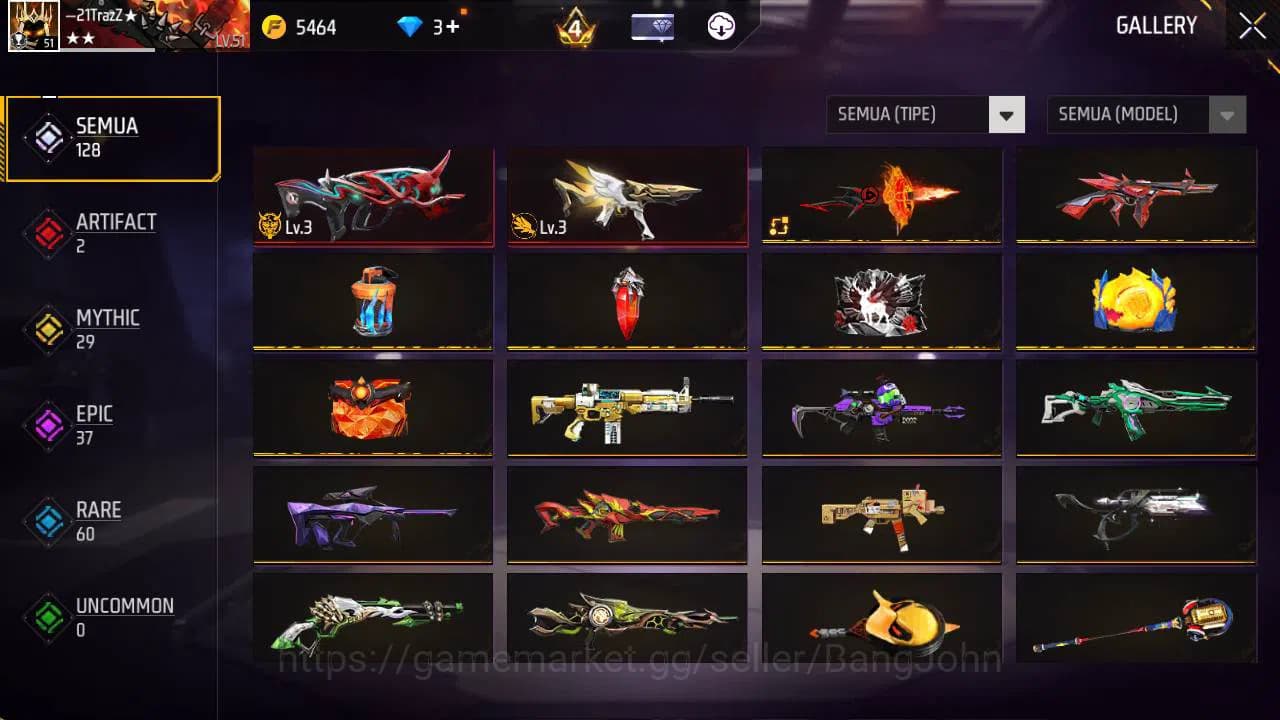 Free Fire Accounts Indonesia, vault 122, SG lumut, evo 2, bvundle cob image 12