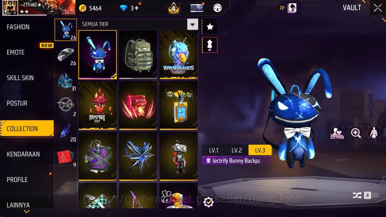 Free Fire Accounts Indonesia, vault 122, SG lumut, evo 2, bvundle cob image 4
