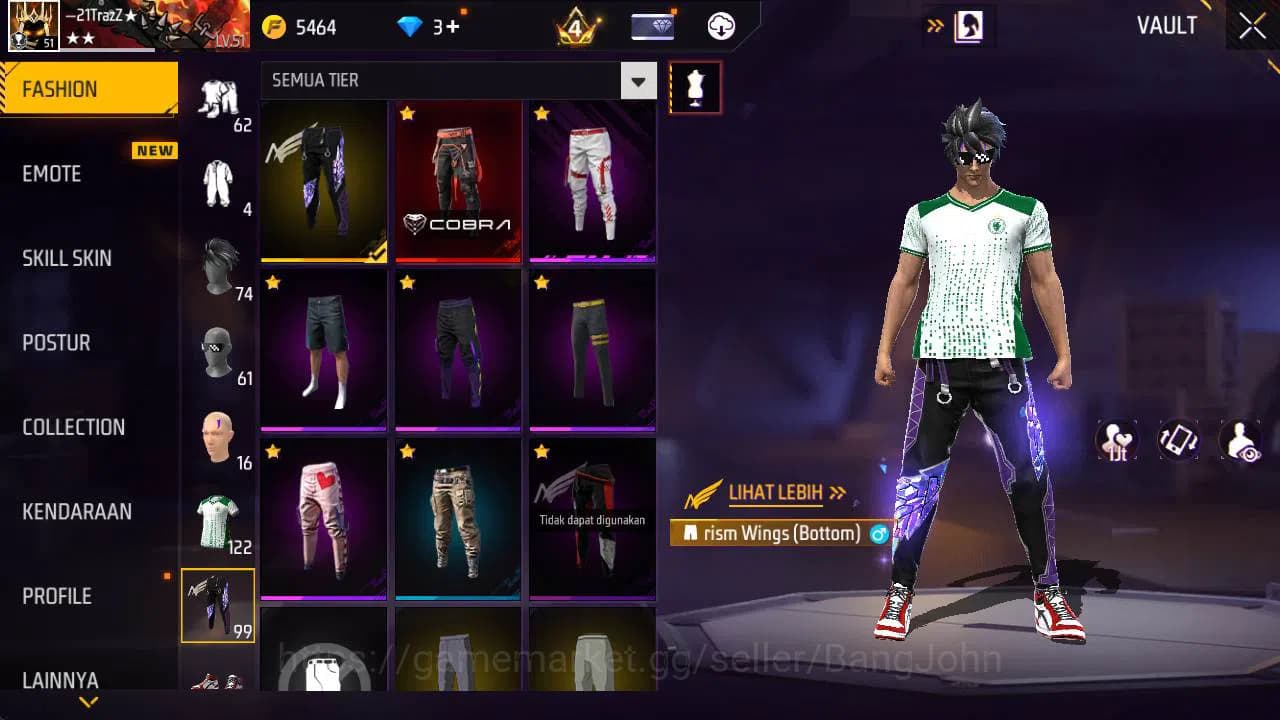 Free Fire Accounts Indonesia, vault 122, SG lumut, evo 2, bvundle cob image 6