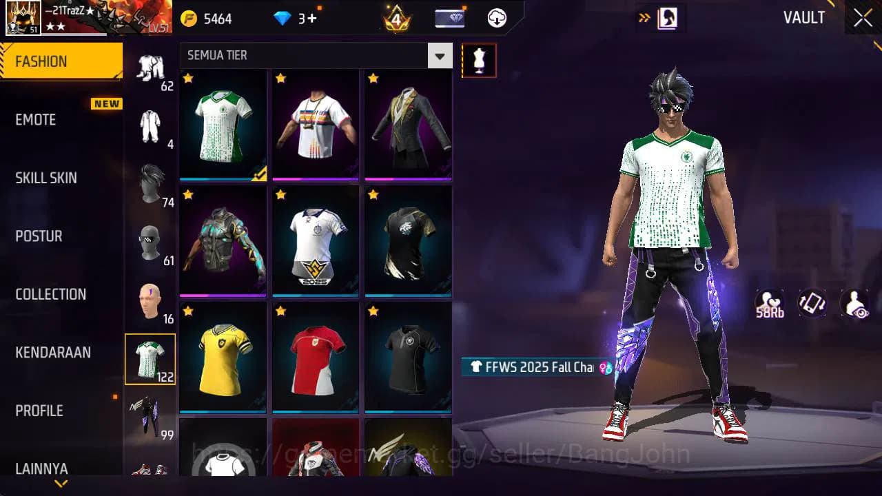 Free Fire Accounts Indonesia, vault 122, SG lumut, evo 2, bvundle cob image 7