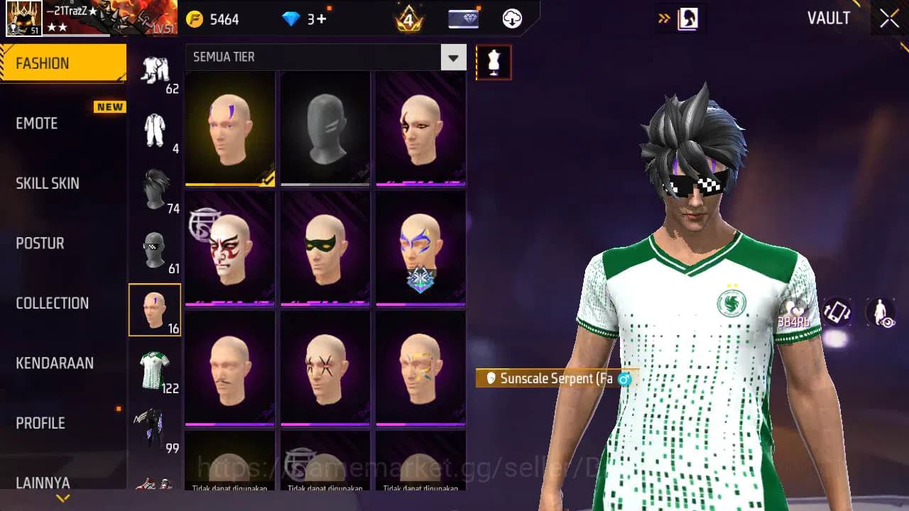 Free Fire Accounts Indonesia, vault 122, SG lumut, evo 2, bvundle cob image 8
