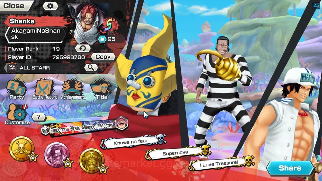 One Piece Bounty Rush Accounts Global|5 EX 1 MAX| Divine Departure Shanks, G5 Mon image 2