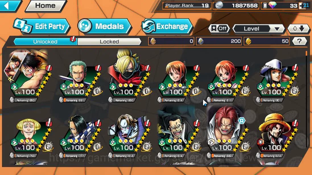 One Piece Bounty Rush Accounts Global|5 EX 1 MAX| Divine Departure Shanks, G5 Mon image 7