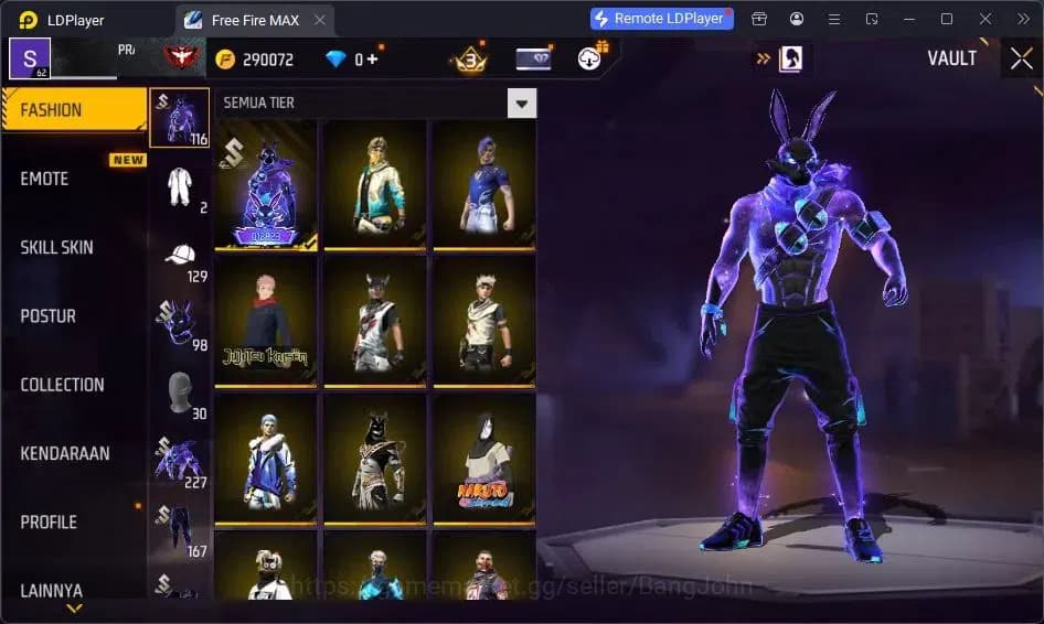 Free Fire Accounts Indonesia | Vault 227 | SG Trompet | Parafal-Lore image 17