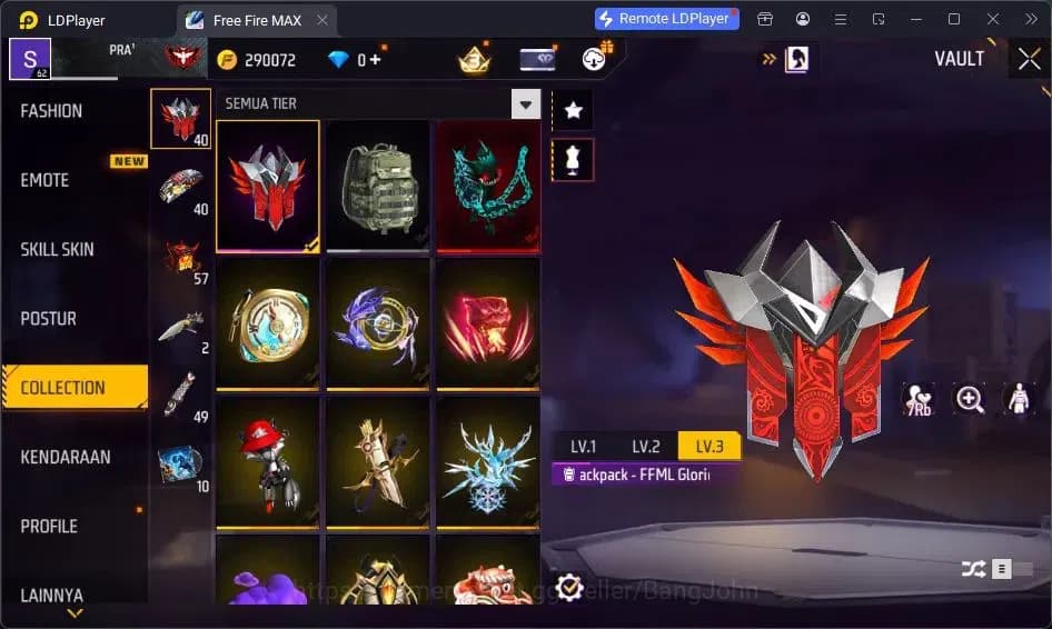 Free Fire Accounts Indonesia | Vault 227 | SG Trompet | Parafal-Lore image 8