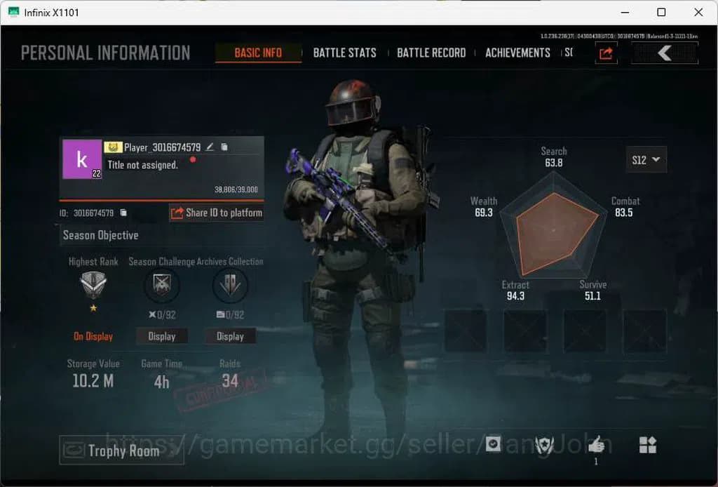 Arena Breakout Accounts Mobile|LVL 22|10,2M|9K|Groza SS,AUG lava,Vector 9 image 1