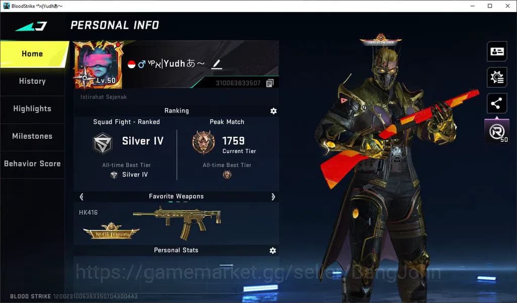 Blood Strike Accounts ASIA LV50 SILVER LIMIT MP155 RPK AR97 MP7 SDS COLL image 1