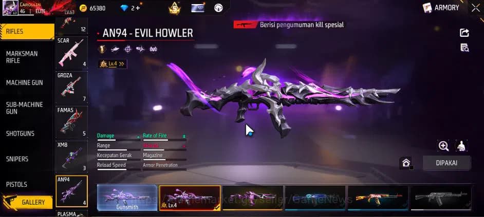 Free Fire Accounts Indonesia|M1887 Sterling C Lv6,Hand Of H,Emerald P image 12