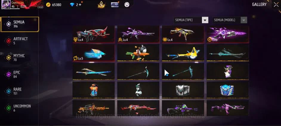 Free Fire Accounts Indonesia|M1887 Sterling C Lv6,Hand Of H,Emerald P image 18