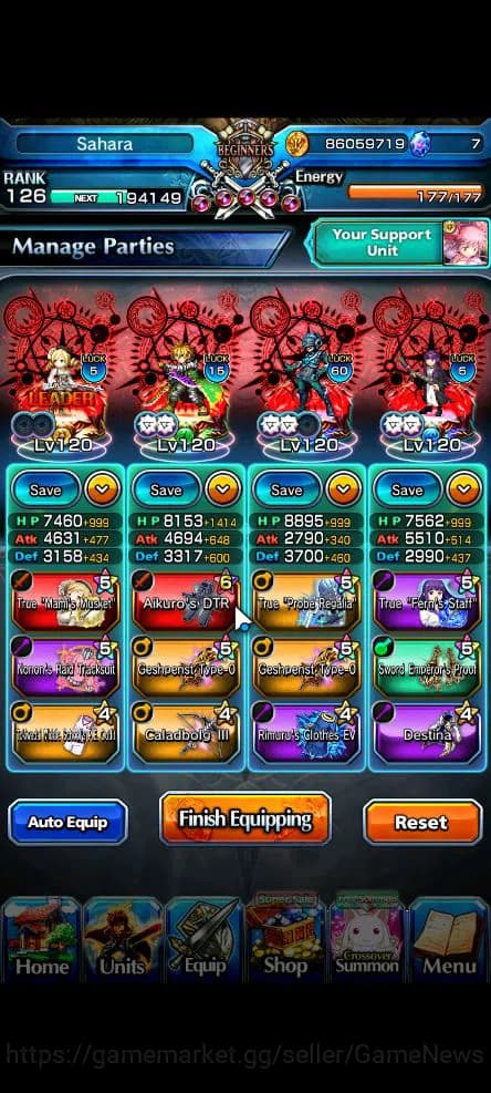 Grand Summoners Accounts Global|Rank 126|1 Sp.Art+93 RGB|34 Ascend|[Inumuta image 1
