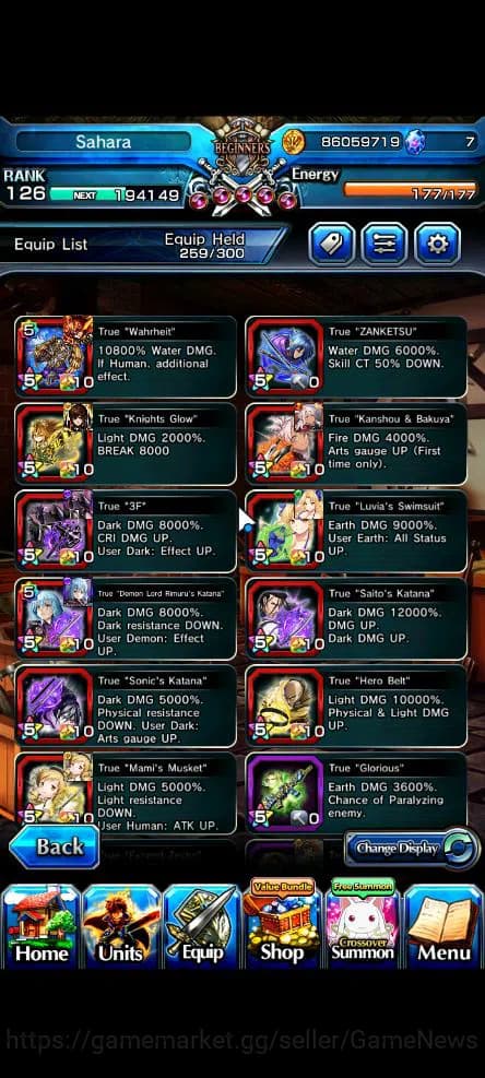 Grand Summoners Accounts Global|Rank 126|1 Sp.Art+93 RGB|34 Ascend|[Inumuta image 3
