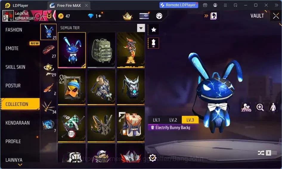 Free Fire Accounts Indonesia | Vault 93 | EVO SG-STERLING | EVO-P90 G image 12