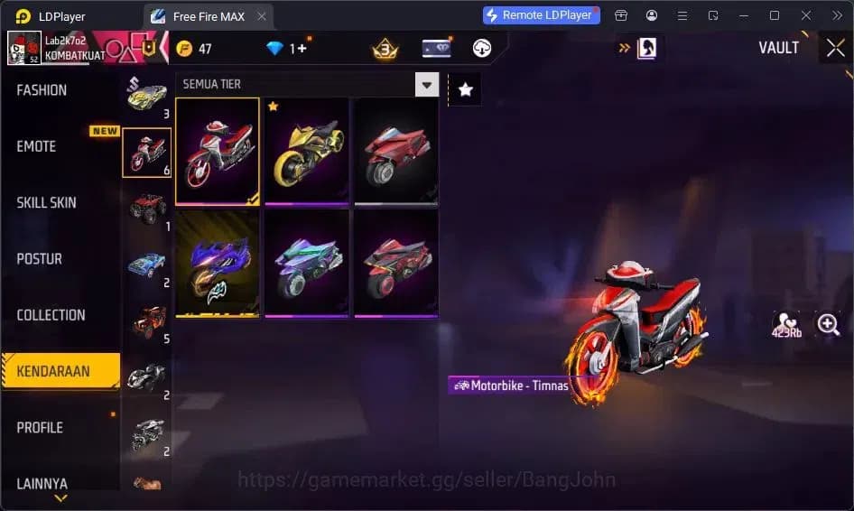 Free Fire Accounts Indonesia | Vault 93 | EVO SG-STERLING | EVO-P90 G image 6