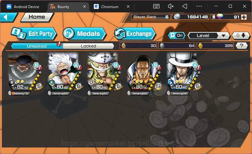 One Piece Bounty Rush Accounts GLOBAL|5 EX|5elders Saturn,Gear5 Luffy,GP Edward N image 2