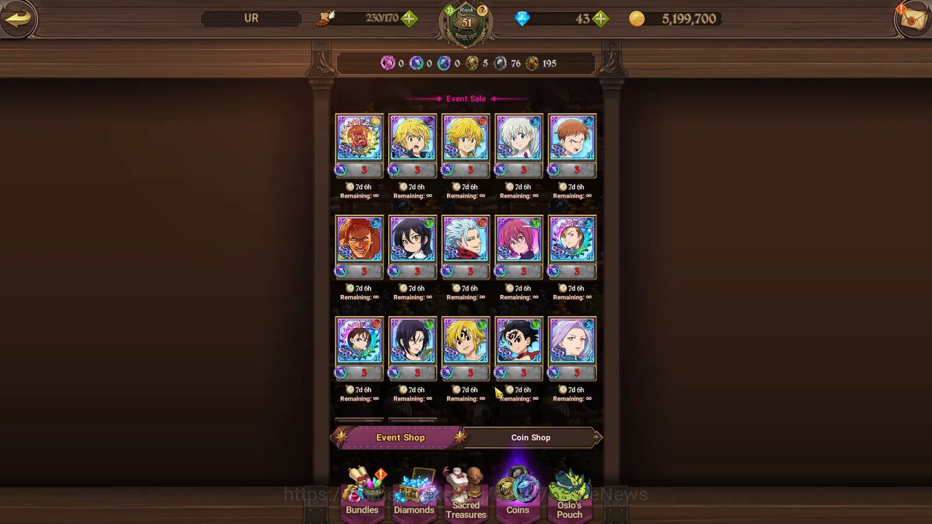 The Seven Deadly Sins: Grand Cross Accounts Asia |1,6M CC| 6 UR | Salos, Meresca, ODK3/6, Mael image 10