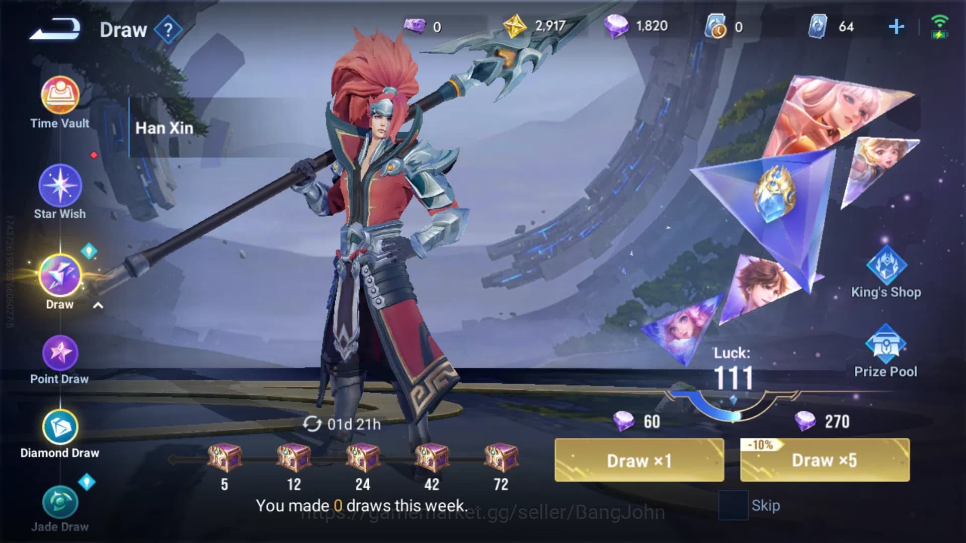Honor of Kings Accounts Global|Hero 62|Skin 39|Kic Luna,Sanxigdui HouYi+Bu image 13