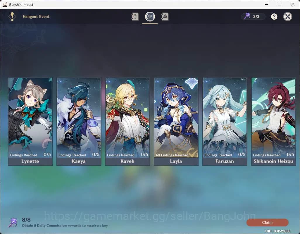 Genshin Impact Accounts ASIA|AR 59|23 limit+4Sign(5*Wpn)|PremTeam(Nefer,La image 6