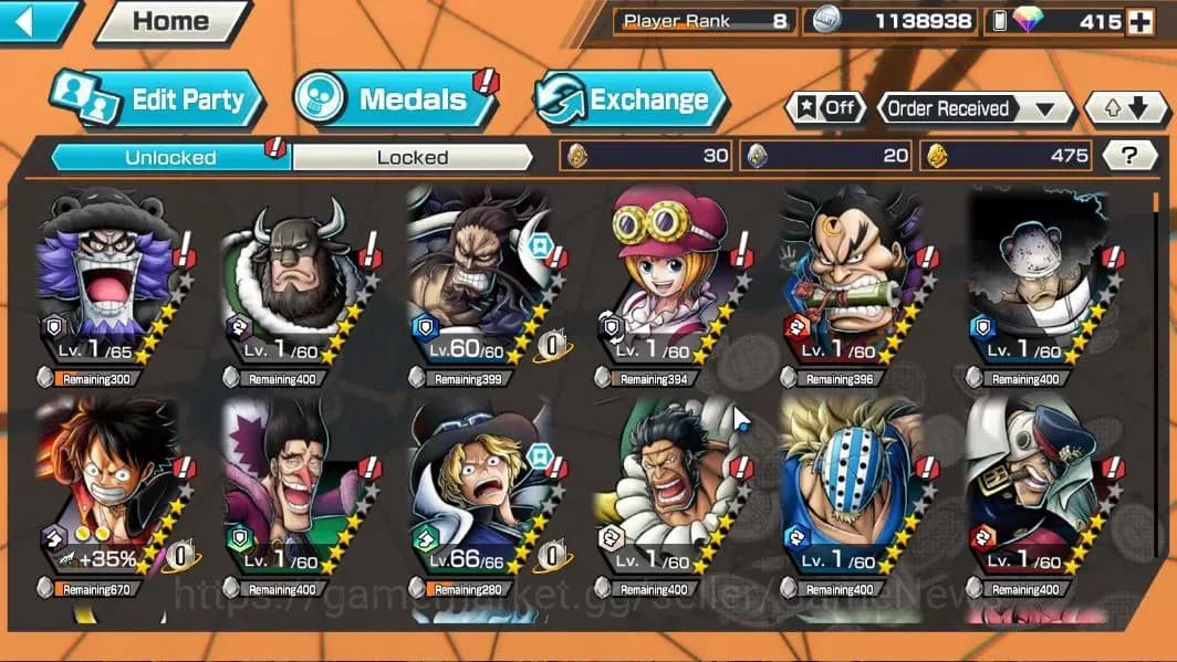 One Piece Bounty Rush Accounts Global|5EX|TSCA Kaido,TFE Marshall D.Teach,LH D.Ga image 5