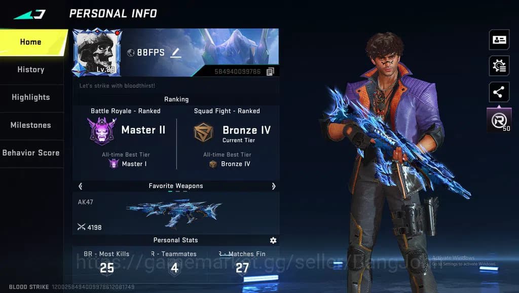 Blood Strike Accounts ASIA|Eternal AK47 | Collab MCX EVA | Ultra INP9,Or image 1